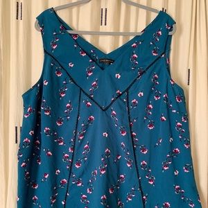 Lane Bryant teal floral blouse